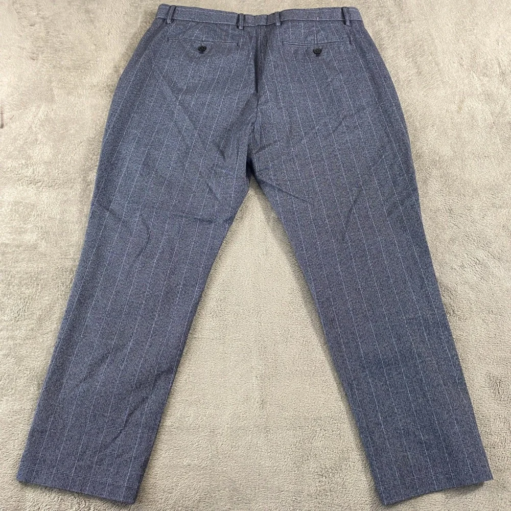 Banana Republic Pants Mens 36x30 Blue Slim Tapered Ankle Glen Plaid Pinstripe